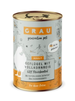 Grau | Geflügel & Vollkornreis | 6 Dosen Katzenfutter