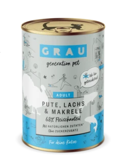 Grau | Pute, Lachs & Makrele | 6 Dosen Katzenfutter