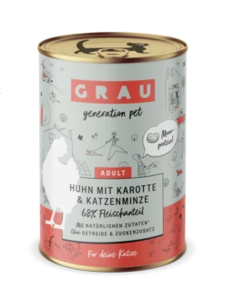Grau | Huhn, Karotte & Katzenminze | 6 Dosen Katzenfutter