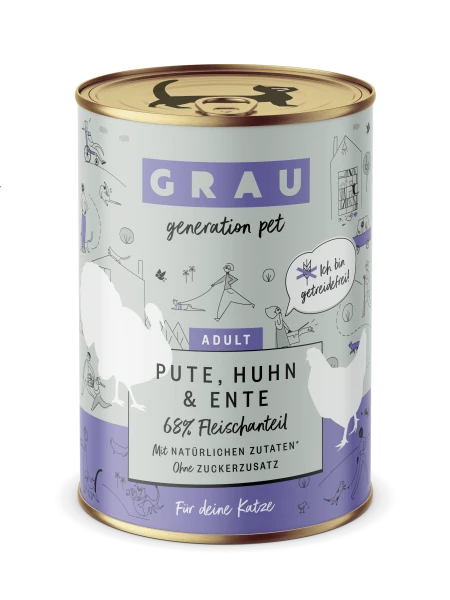 Grau | Pute, Huhn & Ente | 6 Dosen Katzenfutter 3 Grau | Pute, Huhn & Ente | 6 Dosen Katzenfutter