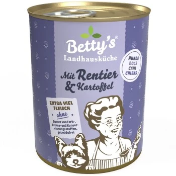 Betty's Landhausküche Mit Rentier & Kartoffel 6 X 400g Für Hund 3 Betty's Landhausküche Mit Rentier & Kartoffel 6 X 400g Für Hund