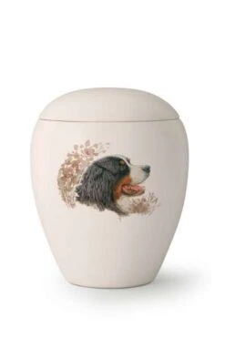 Tierurne Siena | Seidenmatt Creme-weiß Glasiert | Mit Gemalten Motiven | 2,8 L Volumen