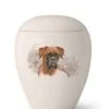 Tierurne Siena | Seidenmatt Creme-weiß Glasiert | Mit Gemalten Motiven | 1,5 L Volumen -Heimtierbedarf Geschäft Boxer 1 5l 600x600