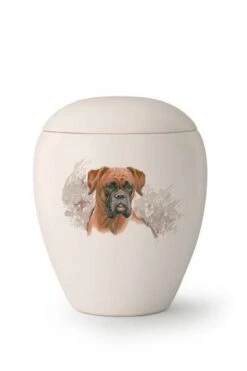 Tierurne Siena | Seidenmatt Creme-weiß Glasiert | Mit Gemalten Motiven | 1,5 L Volumen