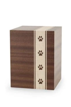 Tierurne Holz | Massivholzurne Mit Echtholzfurnier | Mit Pfoten Verziert | Verschieden Holzarten