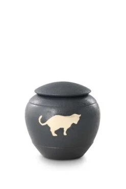 Tierurne Messing Und Cestal | Aus Hochwertigem Metall | Mit Goldenem Kätzchen