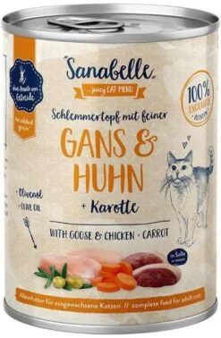 Sanabelle Schlemmertopf | Mit Gans & Huhn | 6 Dosen Katzenfutter