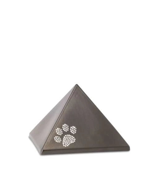 Tierurne Pyramide | Einfarbig | Pfötchen Aus Swarovski-Kristallen | Urne Mit Perlmuttschillernder Ob 3 Tierurne Pyramide | Einfarbig | Pfötchen Aus Swarovski-Kristallen | Urne Mit Perlmuttschillernder Ob